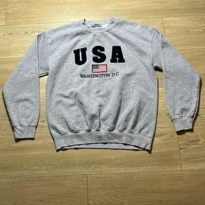 Vtg USA Washington DC Sweatshirt Sz M Lite Gray Gildan Heavy Blend Pullover